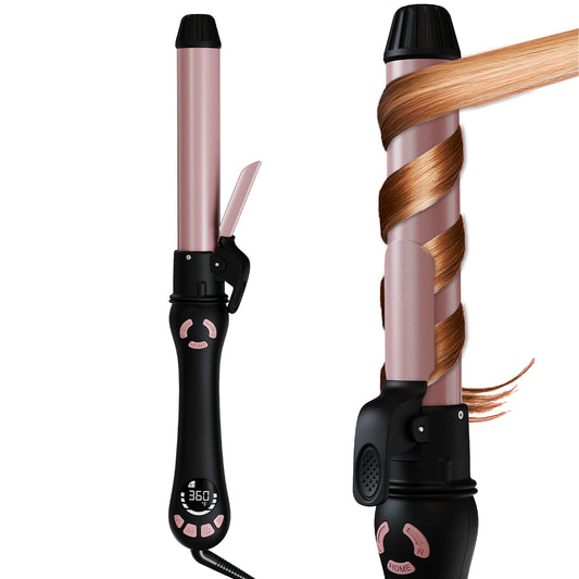 New Version Lanvier Rotating Curling Iron 1 / 1.25 Inch Automatic Curling Wand for Waves; Tourmaline Ceramic Self Curler with 2 Rotating Speed, 11 Adjustable Temperature & Dual Voltage for Worldwide Use