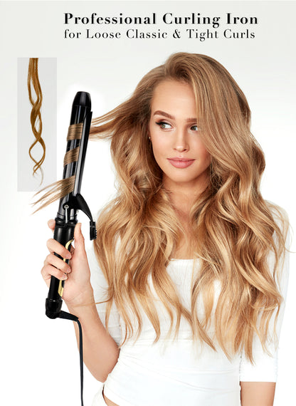 Lanvier 1.25 Inch Curling Iron with Extra Long Barrel – Black