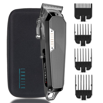 LANVIER Hair Clippers for Men, Professional 10W/7500RPM High Speed Barber Clipper for Hair Cutting Fade and Trimming, Dual Voltage Cordless Hair Trimmer Kit with LED Display & Storage Case - Black