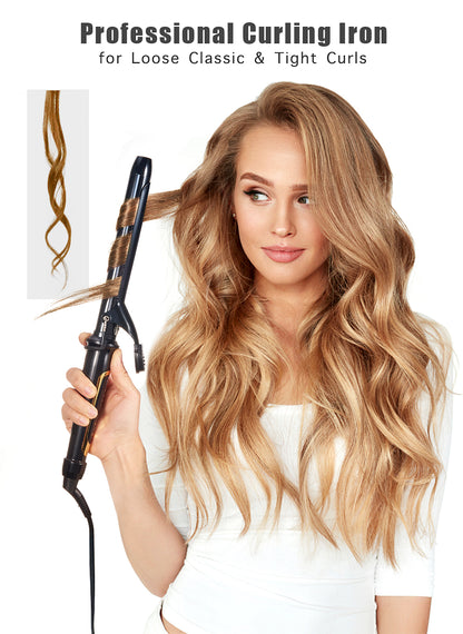 Lanvier 1 Inch Curling Iron with Extra Long Barrel –Black