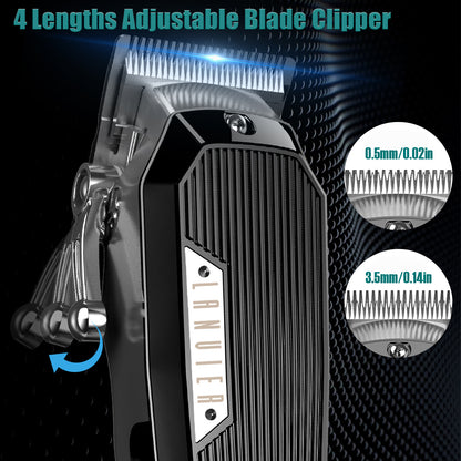 LANVIER Hair Clippers for Men, Professional 10W/7500RPM High Speed Barber Clipper for Hair Cutting Fade and Trimming, Dual Voltage Cordless Hair Trimmer Kit with LED Display & Storage Case - Black