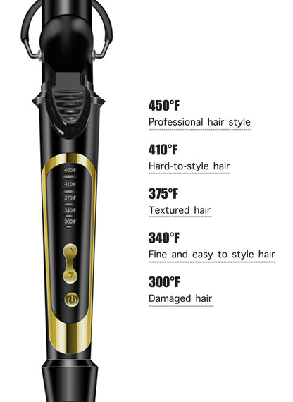 Lanvier 1.25 Inch Curling Iron with Extra Long Barrel – Black