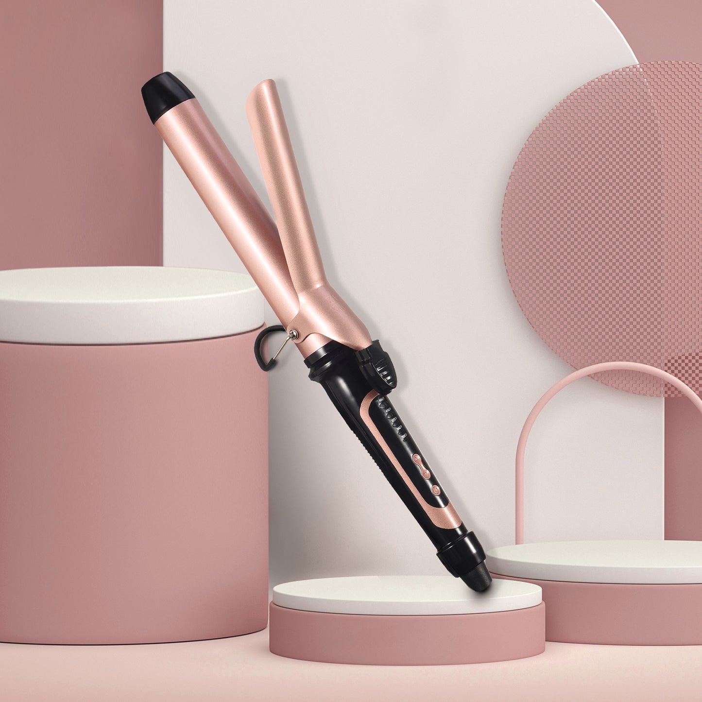 Lanvier 1.25 Inch Curling Iron with Extra Long Barrel -Rose Gold